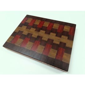 Mahagóni-Padauk-Iroko bütüs vágódeszka 39 x 31,5 x 4 cm