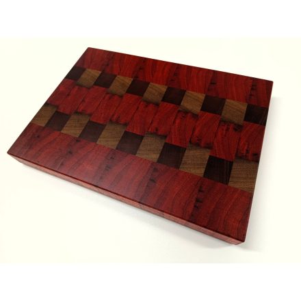 Mahagóni-Padauk-Iroko bütüs vágódeszka 39 x 29 x 4 cm